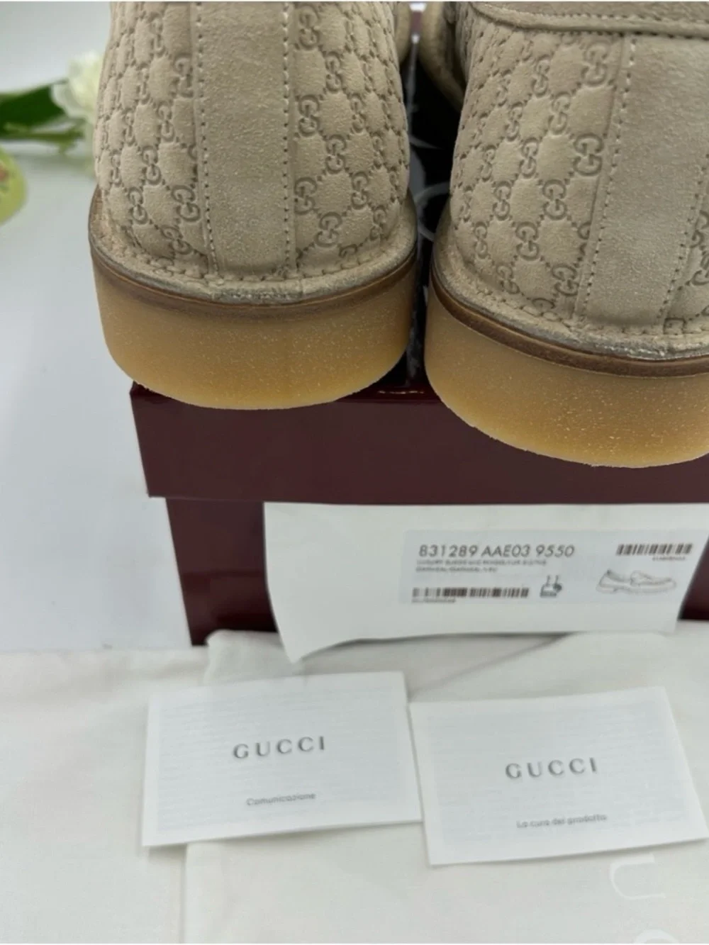 Gucci suede GG monogram web loafers size 11 fits 11.5 US made in Italy